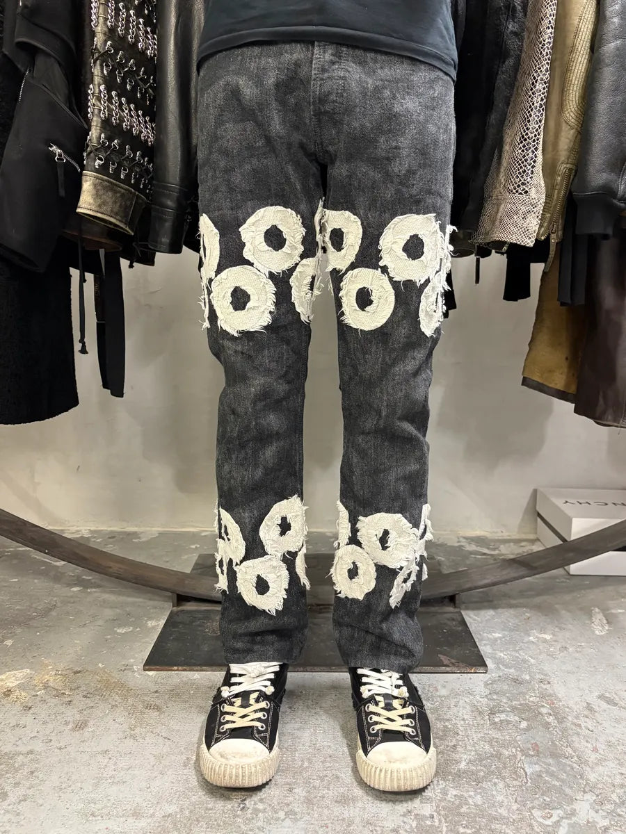 2000s Issey Miyake White Circle Denim Jeans (S) kgJtUea 1