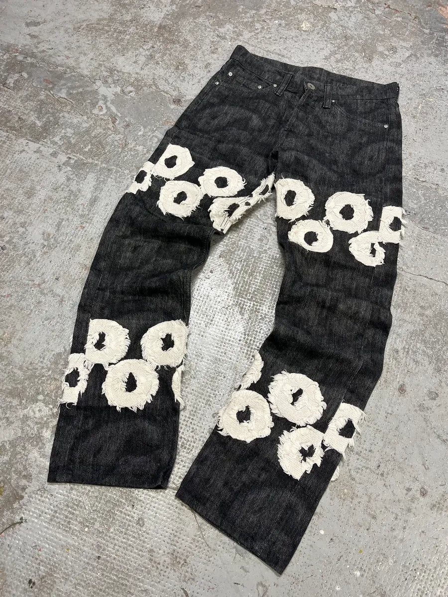 2000s Issey Miyake White Circle Denim Jeans (S) kgJtUea 2