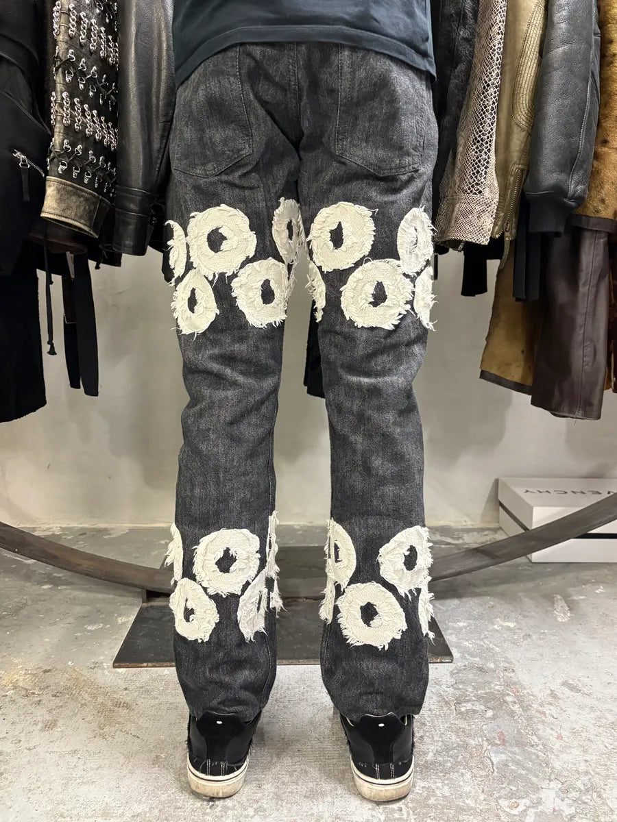 2000s Issey Miyake White Circle Denim Jeans (S) kgJtUea 4