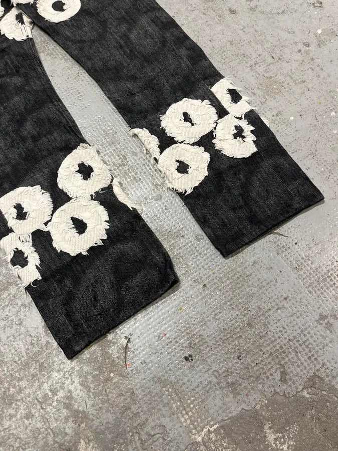 2000s Issey Miyake White Circle Denim Jeans (S) kgJtUea 8