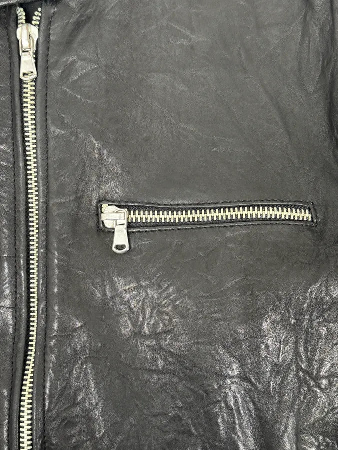 2000s Italian Black Eroded Leather Avant-Garde Jacket TBXULkD 8