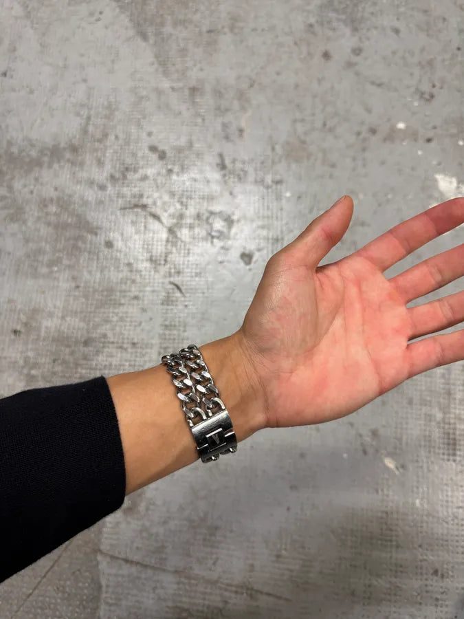 2000s Jean Paul Gaultier 2 Chains Silver Steel Watch (OS) YYCJBnQ 3