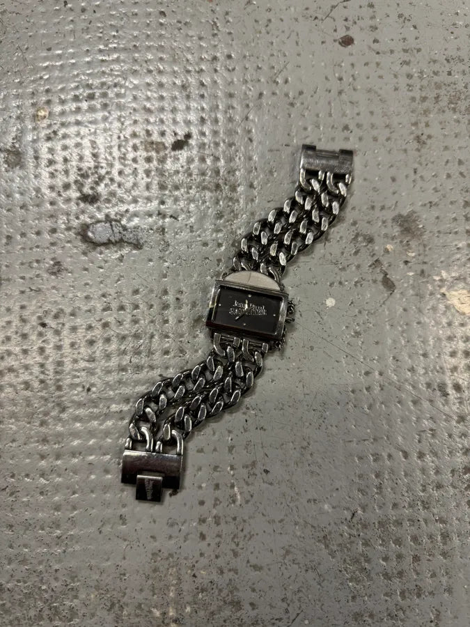 2000s Jean Paul Gaultier 2 Chains Silver Steel Watch (OS) YYCJBnQ 5
