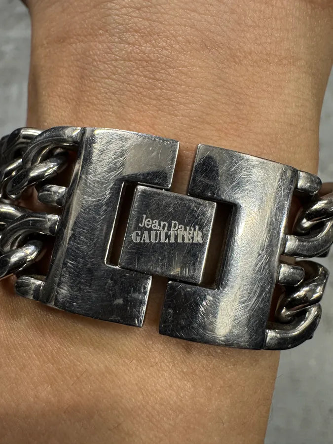 2000s Jean Paul Gaultier 2 Chains Silver Steel Watch (OS) YYCJBnQ 6