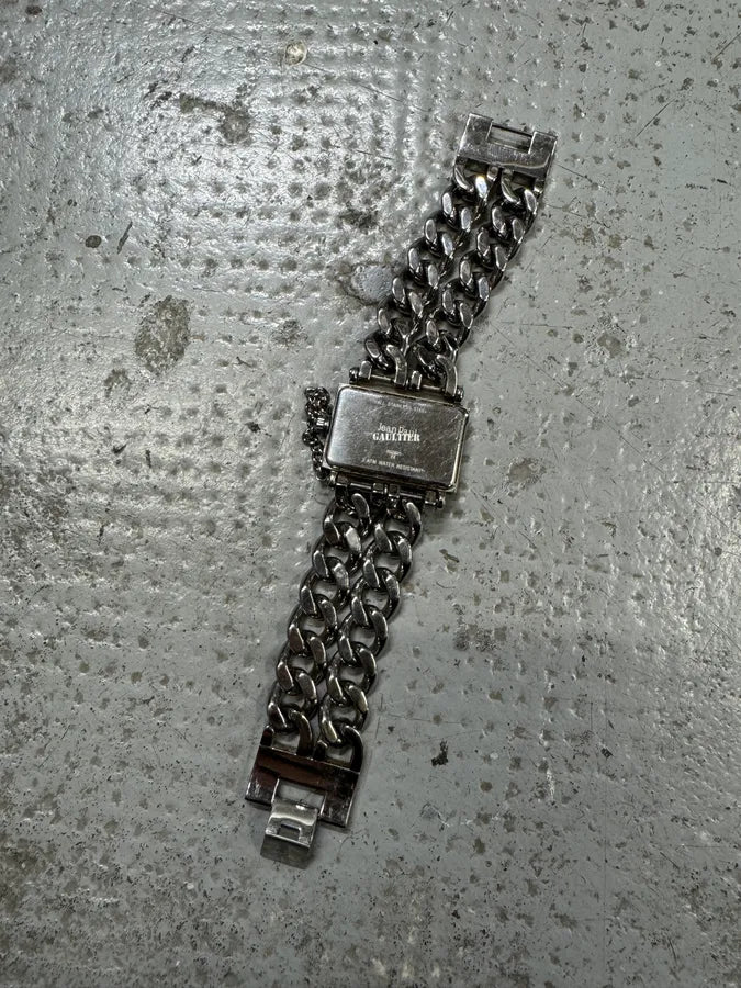 2000s Jean Paul Gaultier 2 Chains Silver Steel Watch (OS) YYCJBnQ 7