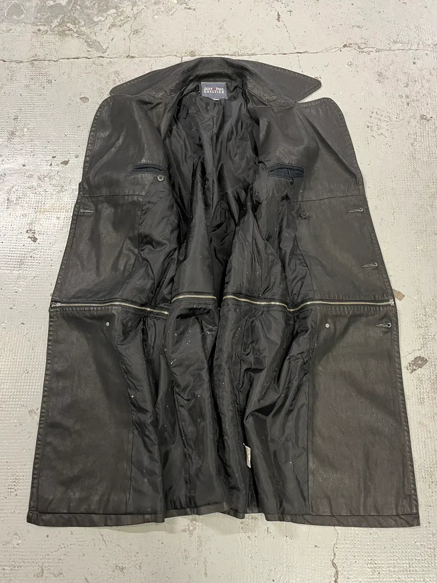 2000s Jean Paul Gaultier 2 in 1 Detachable Cargo Black Trench Coat MJxaUqH 10