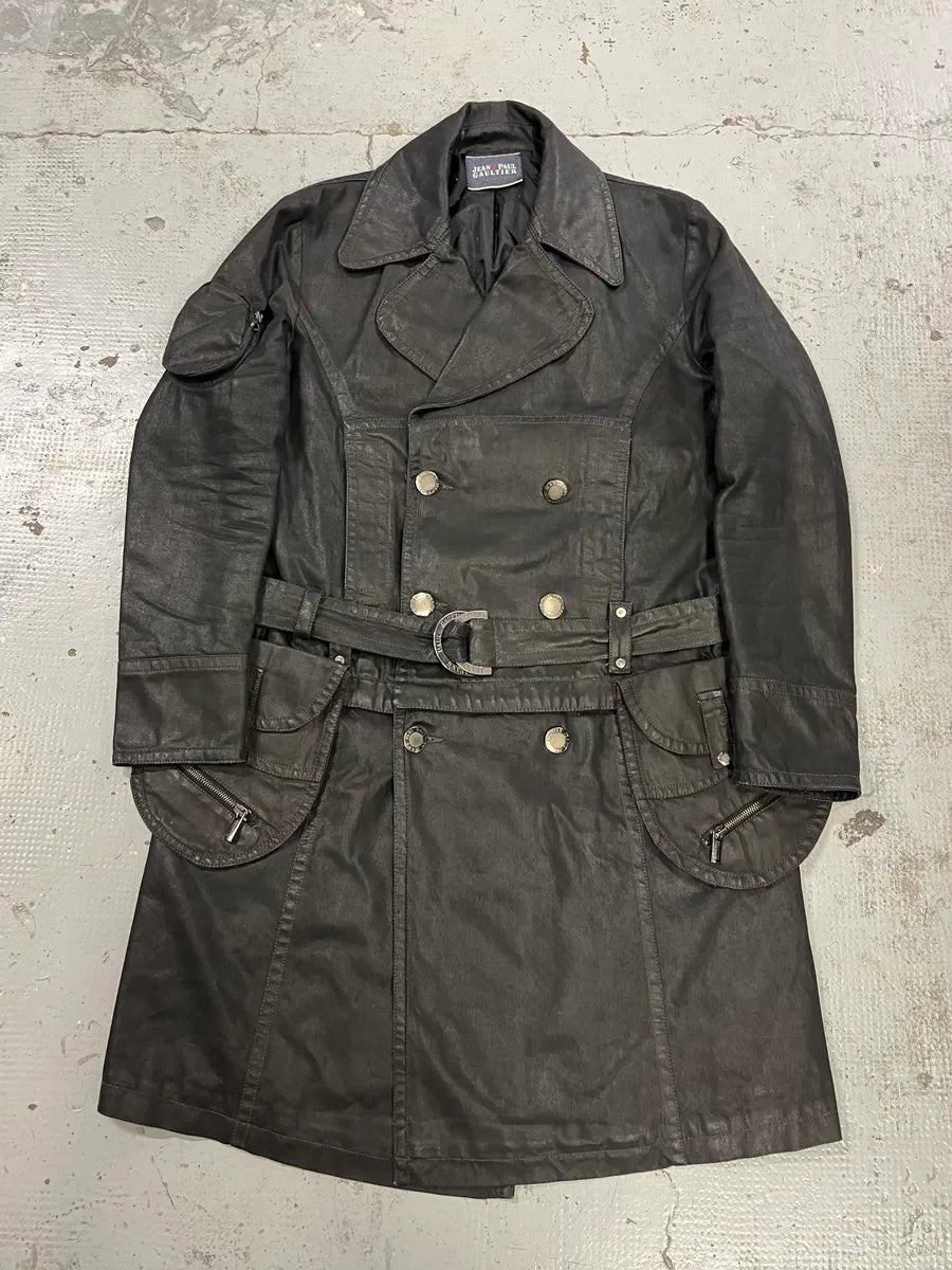 2000s Jean Paul Gaultier 2 in 1 Detachable Cargo Black Trench Coat MJxaUqH 3