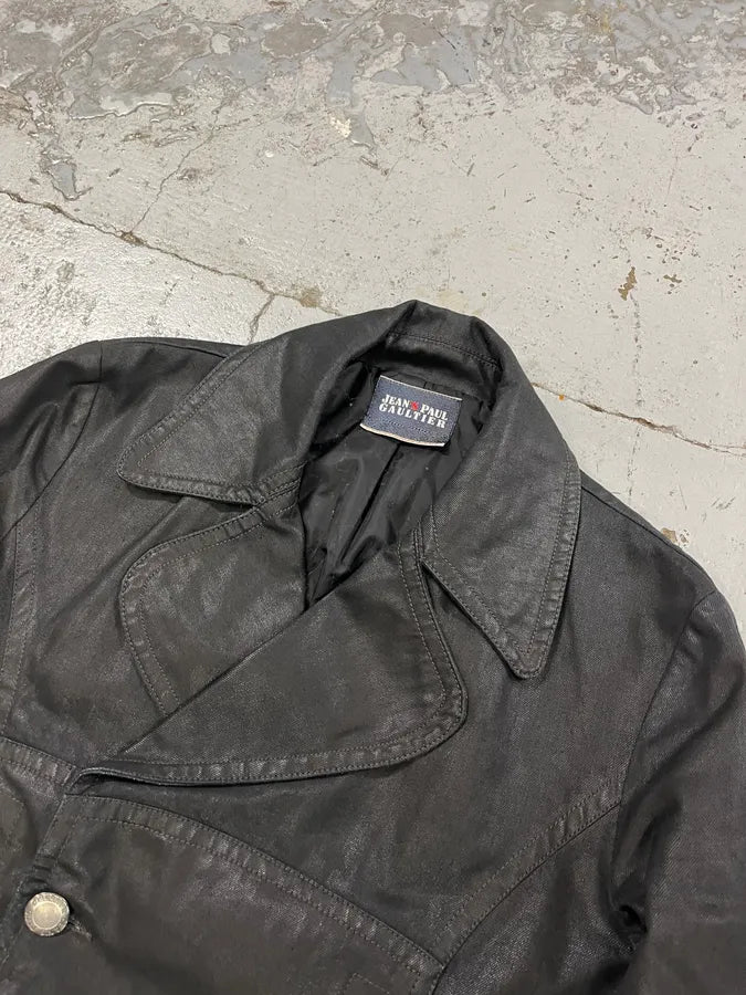 2000s Jean Paul Gaultier 2 in 1 Detachable Cargo Black Trench Coat MJxaUqH 4