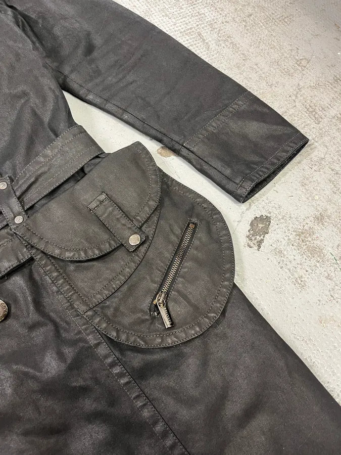 2000s Jean Paul Gaultier 2 in 1 Detachable Cargo Black Trench Coat MJxaUqH 7