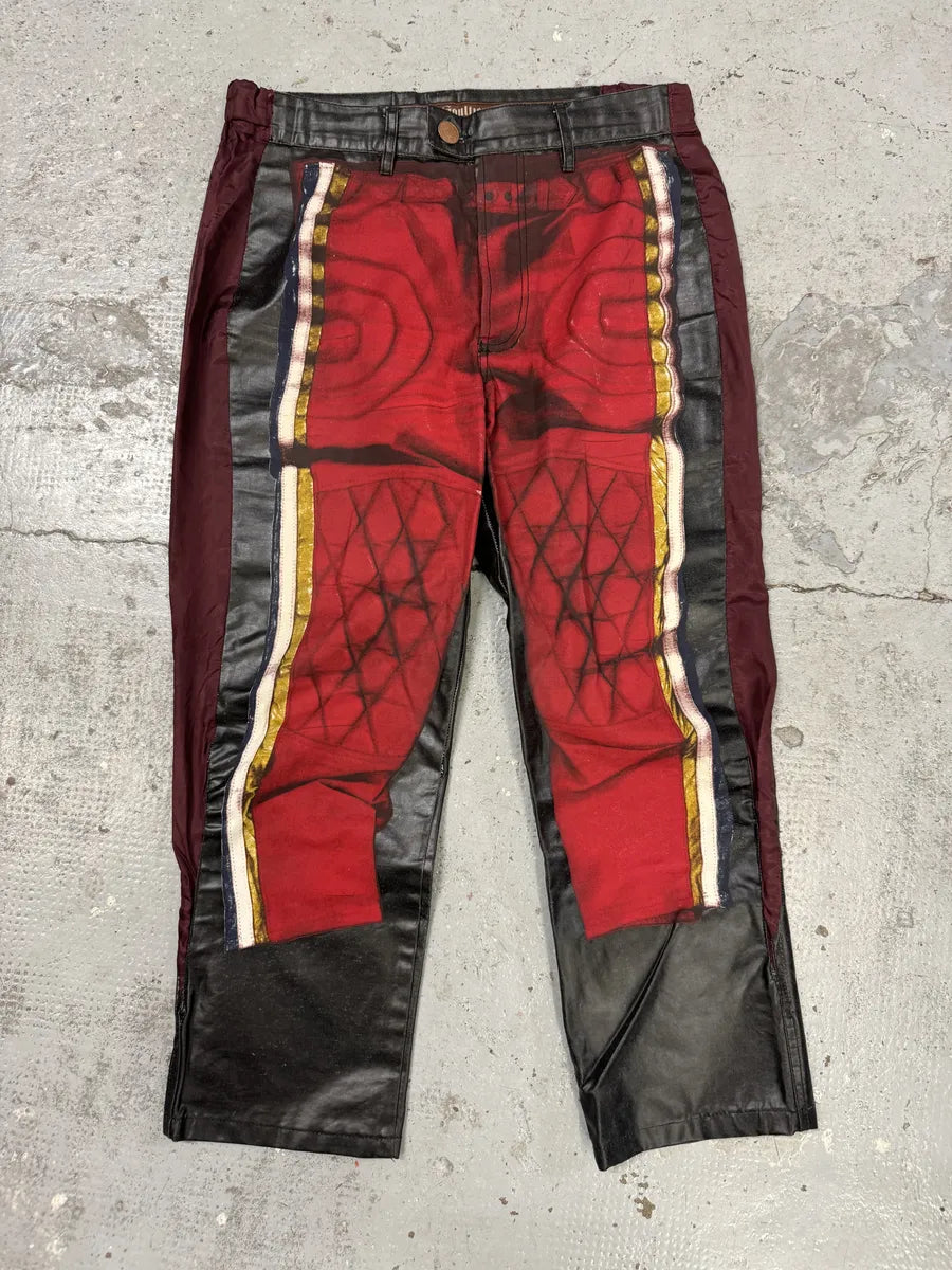 2000s Jean Paul Gaultier 3/4 Black & Red Trompe L’oeil Pants TvUyKRu 0