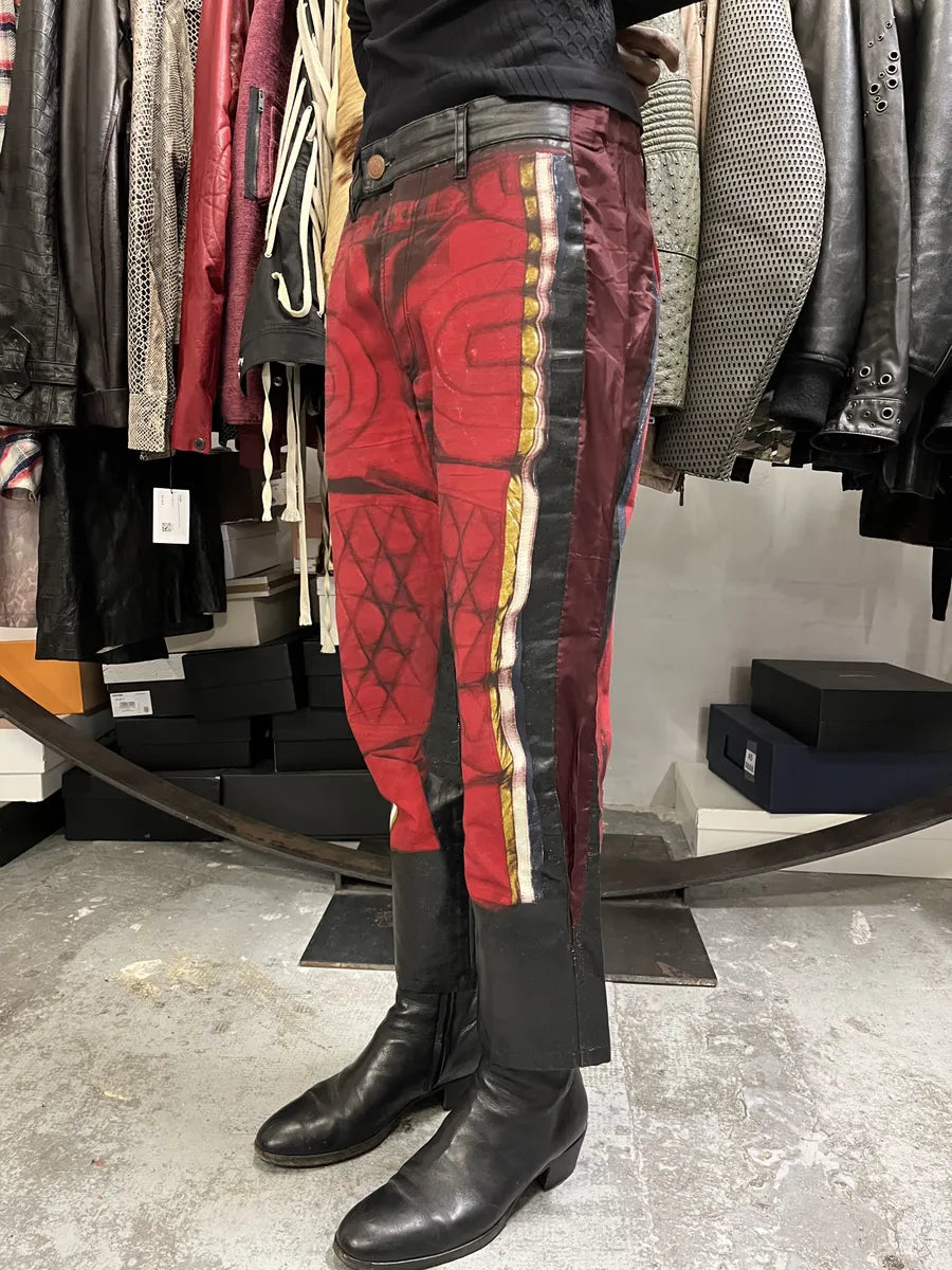 2000s Jean Paul Gaultier 3/4 Black & Red Trompe L’oeil Pants TvUyKRu 1