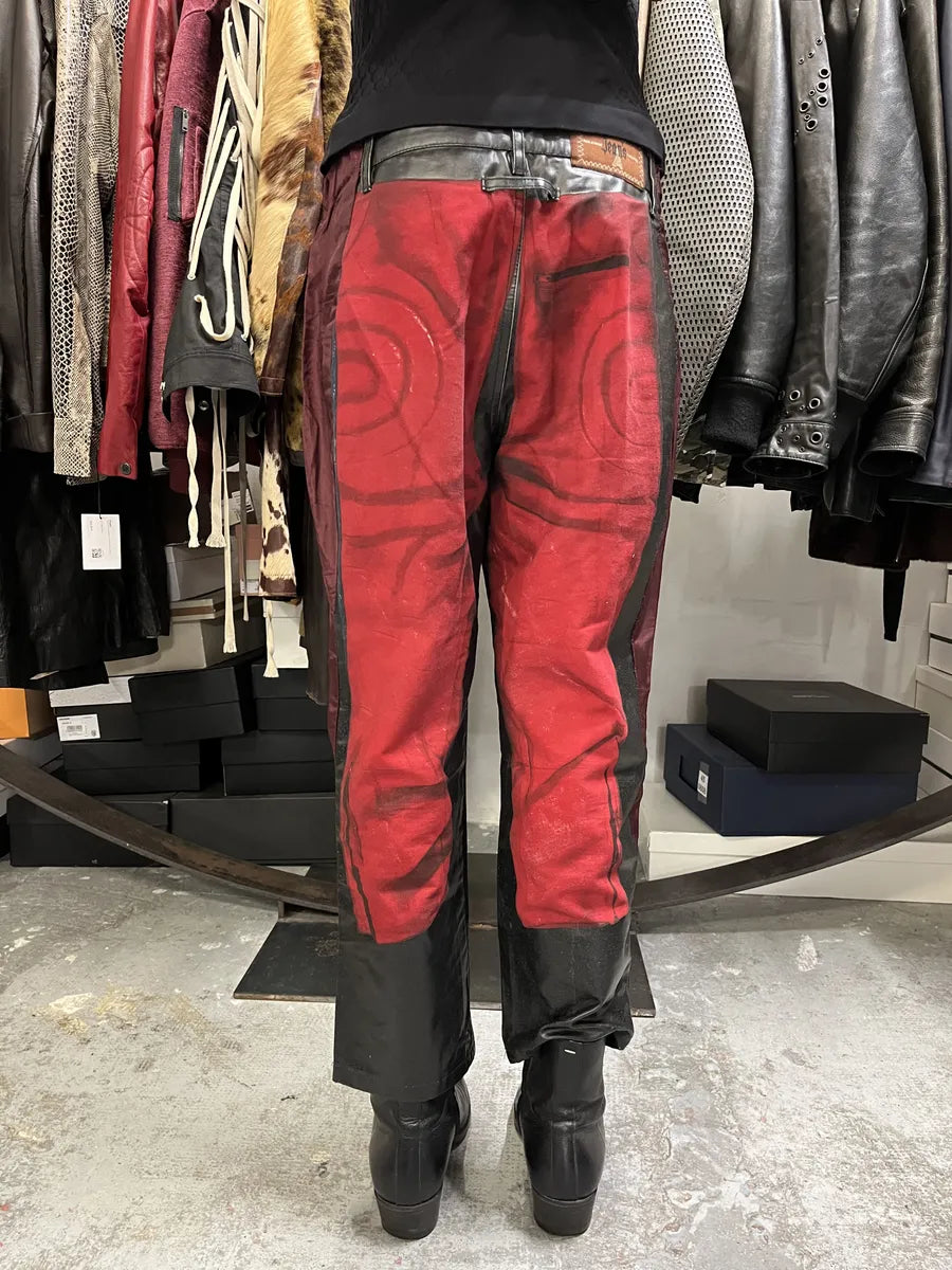 2000s Jean Paul Gaultier 3/4 Black & Red Trompe L’oeil Pants TvUyKRu 2