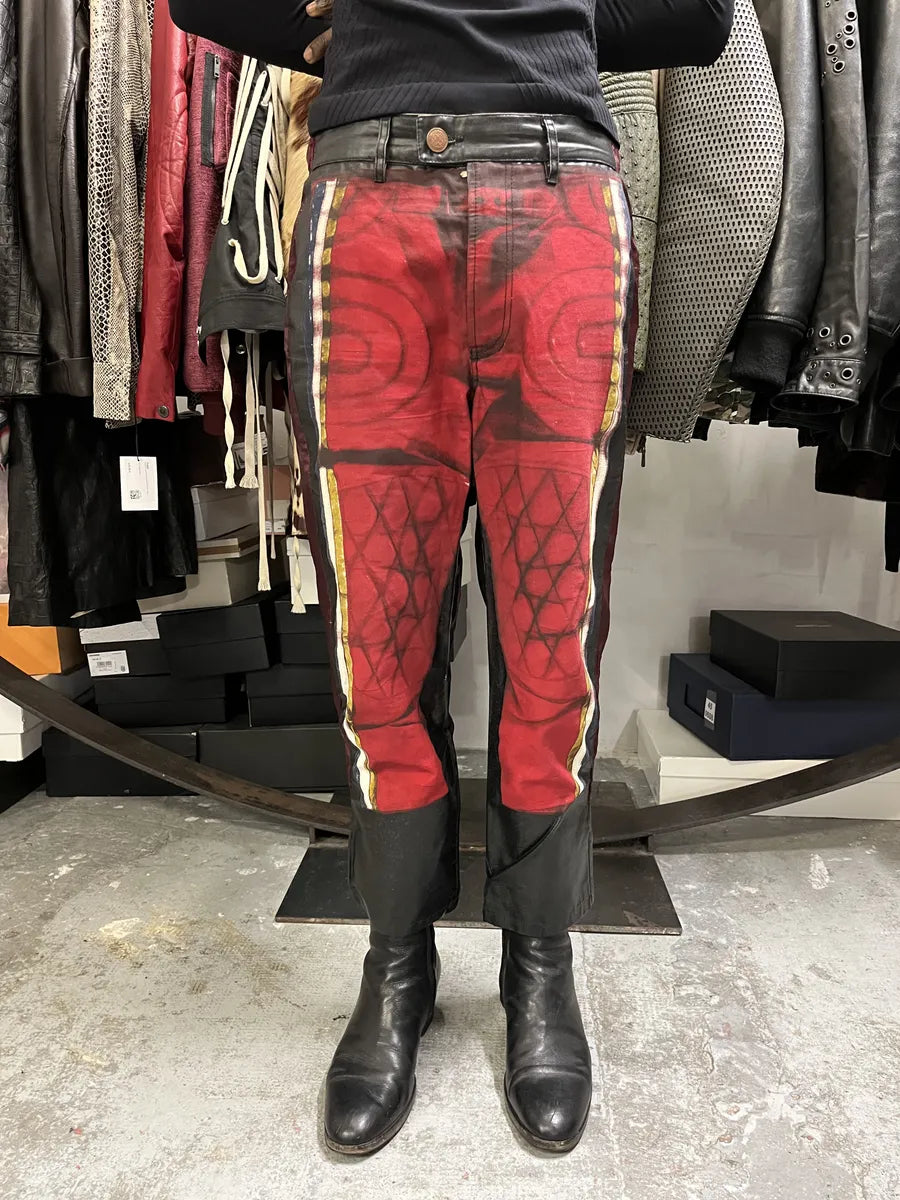 2000s Jean Paul Gaultier 3/4 Black & Red Trompe L’oeil Pants TvUyKRu 3