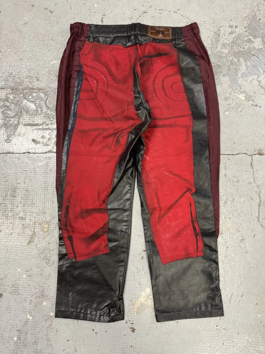 2000s Jean Paul Gaultier 3/4 Black & Red Trompe L’oeil Pants TvUyKRu 4
