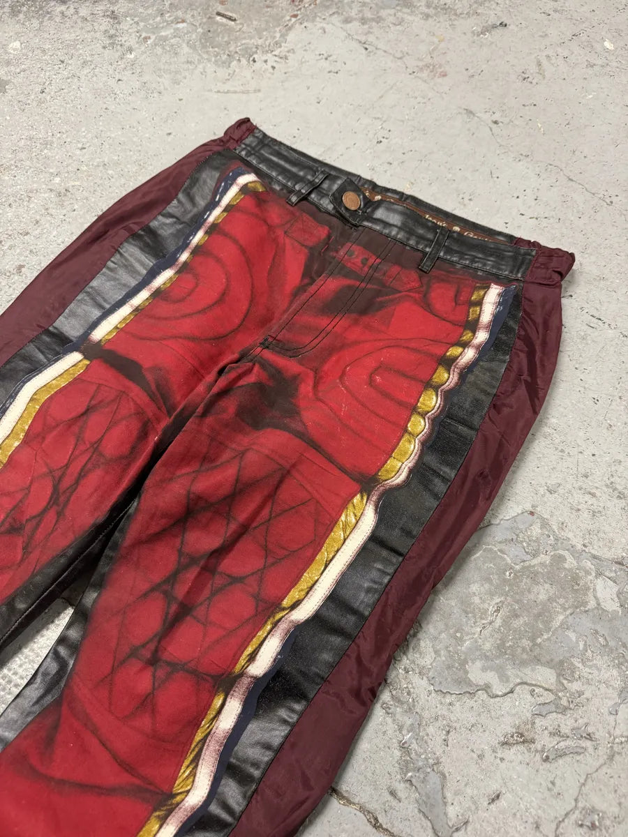 2000s Jean Paul Gaultier 3/4 Black & Red Trompe L’oeil Pants TvUyKRu 5