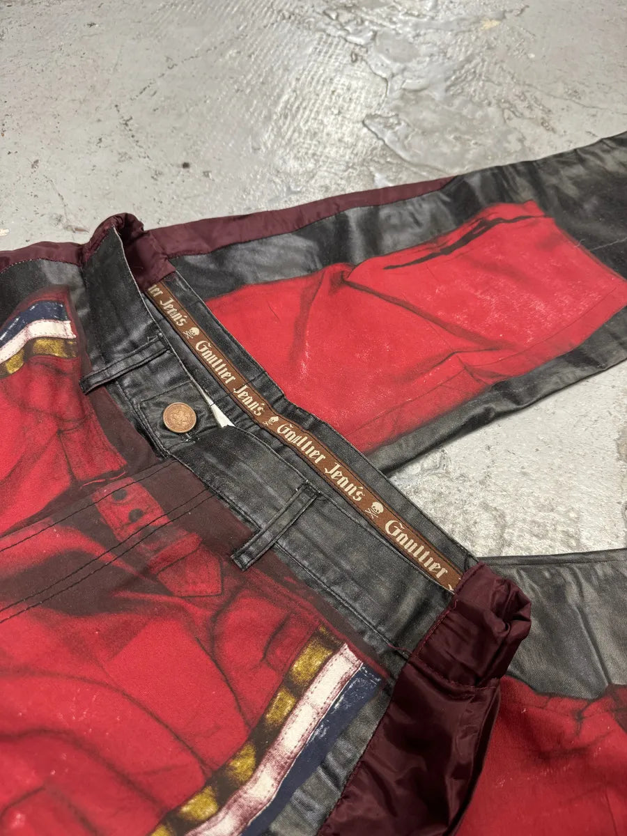 2000s Jean Paul Gaultier 3/4 Black & Red Trompe L’oeil Pants TvUyKRu 7