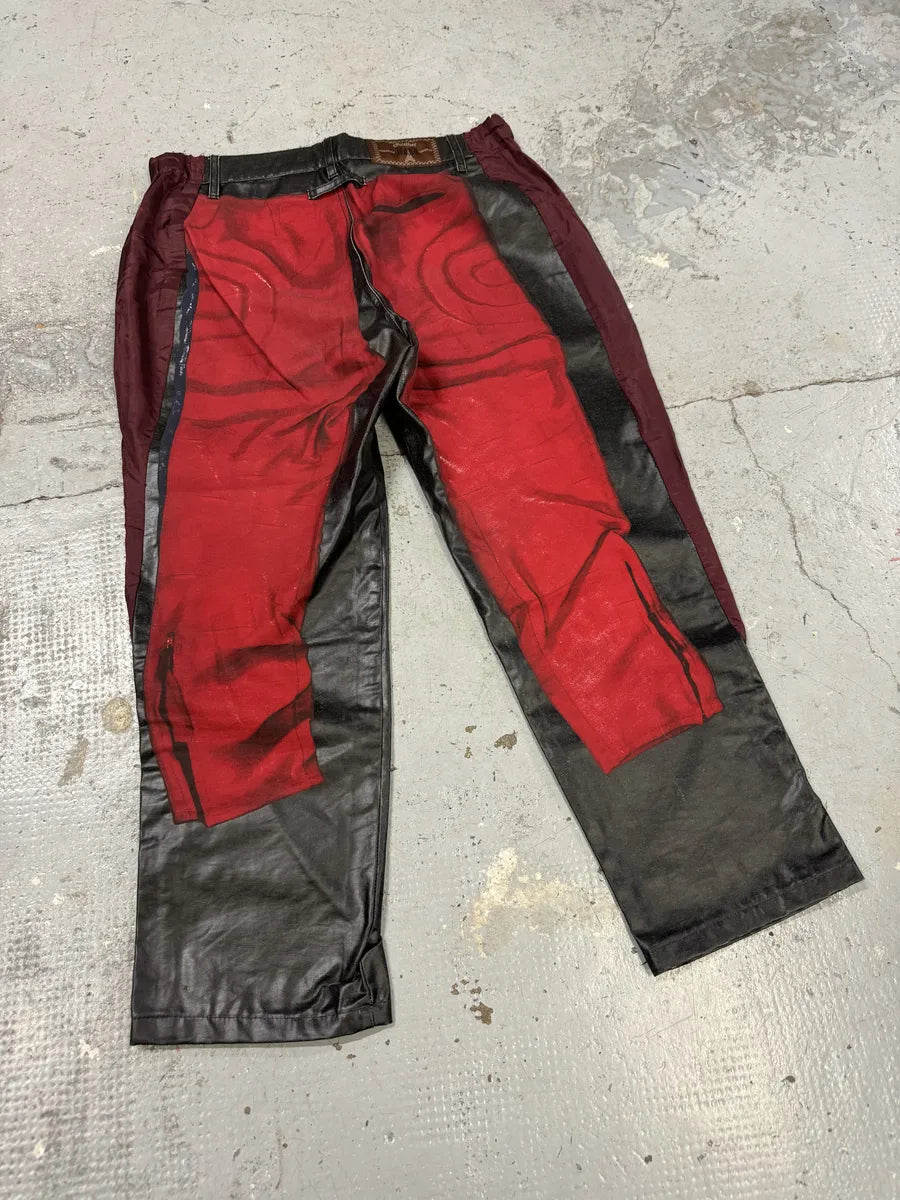 2000s Jean Paul Gaultier 3/4 Black & Red Trompe L’oeil Pants TvUyKRu 8