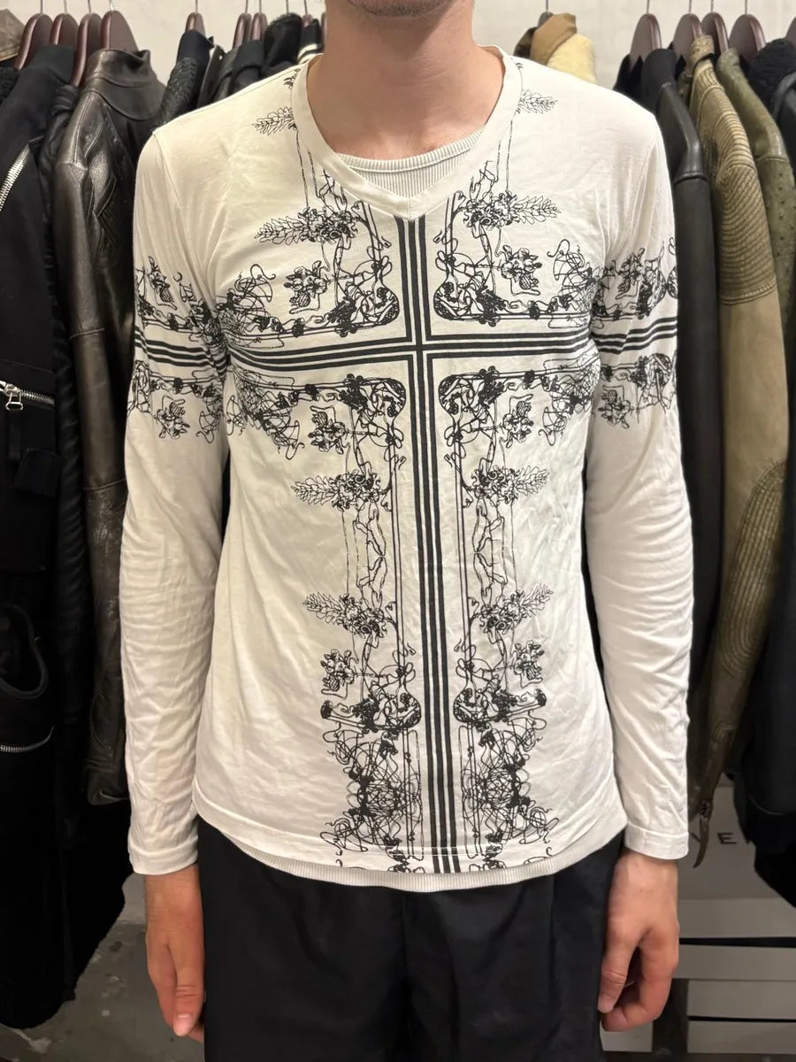 2000s Jean Paul Gaultier Abstract Cross White Longsleeves (S) OeloBBj 1