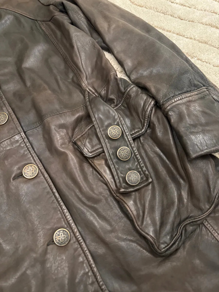 2000s Jean Paul Gaultier Army Faded Leather Trench hzYGzCo 2
