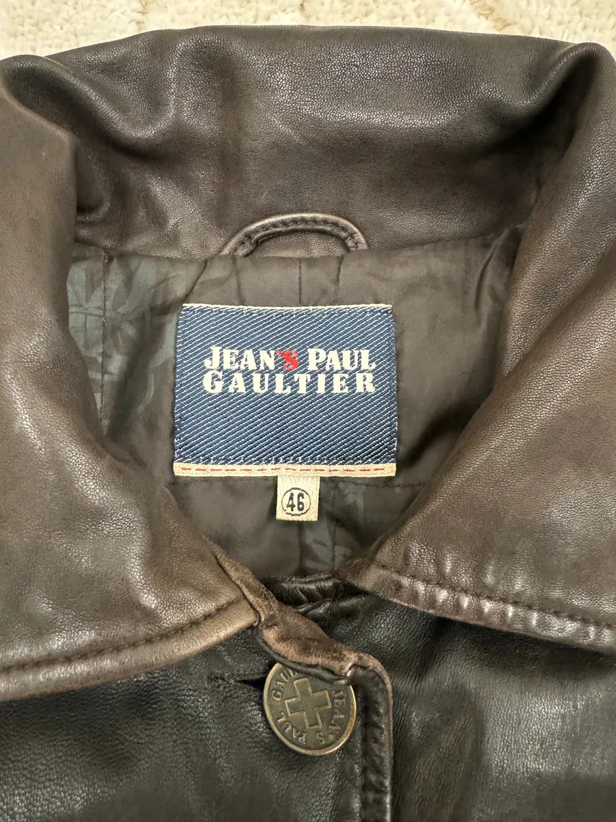 2000s Jean Paul Gaultier Army Faded Leather Trench hzYGzCo 3