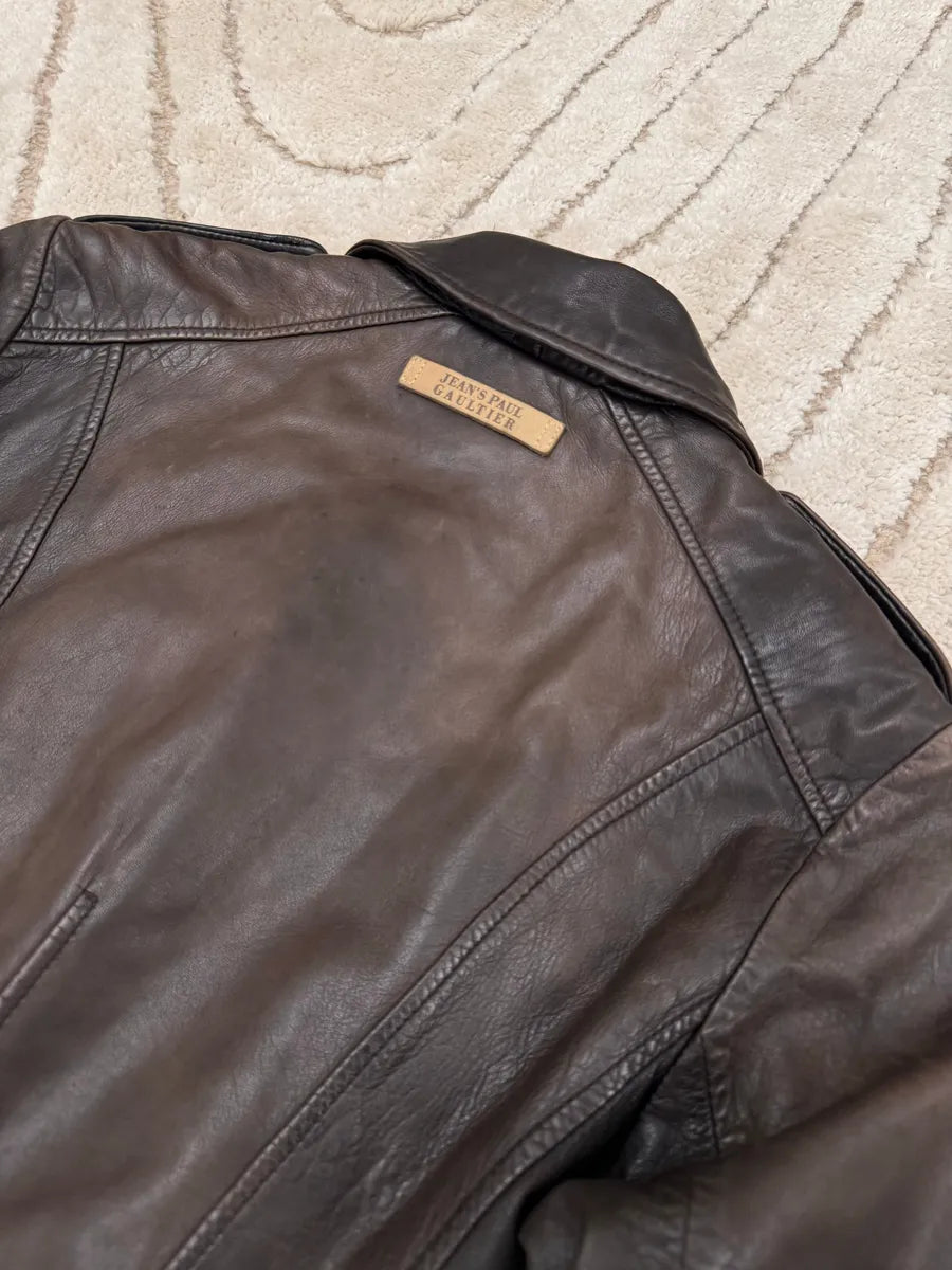 2000s Jean Paul Gaultier Army Faded Leather Trench hzYGzCo 4