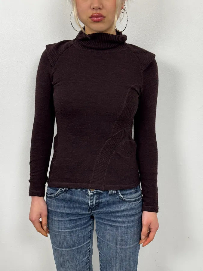 2000s Jean Paul Gaultier Asymetrical Burgundy Turtleneck wEqtJBk 0