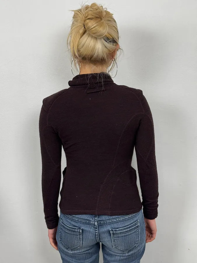2000s Jean Paul Gaultier Asymetrical Burgundy Turtleneck wEqtJBk 1