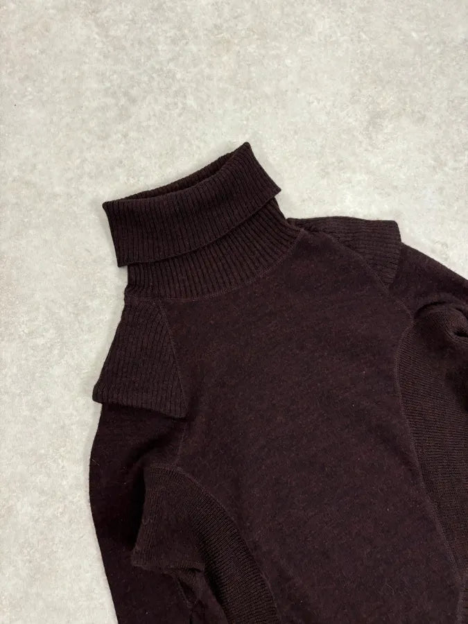 2000s Jean Paul Gaultier Asymetrical Burgundy Turtleneck wEqtJBk 5