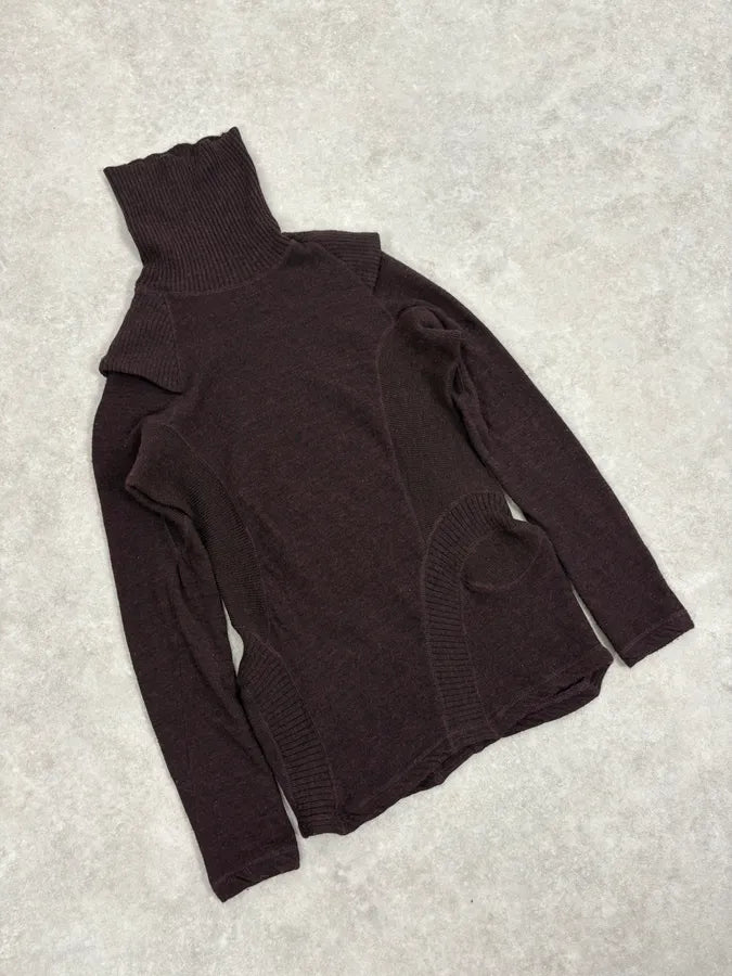 2000s Jean Paul Gaultier Asymetrical Burgundy Turtleneck wEqtJBk 6