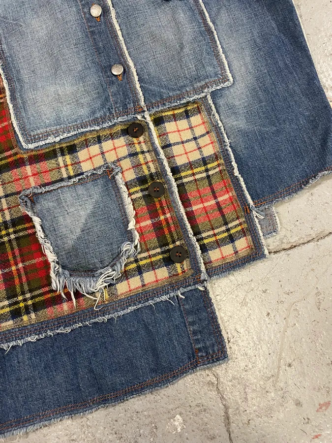 2000s Jean Paul Gaultier Asymmetrical Patchwork Wool Denim Jacket YvRvWRY 6