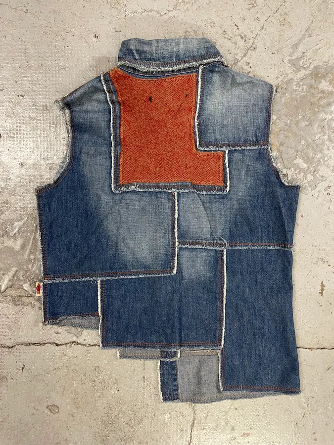 2000s Jean Paul Gaultier Asymmetrical Patchwork Wool Denim Jacket YvRvWRY 1