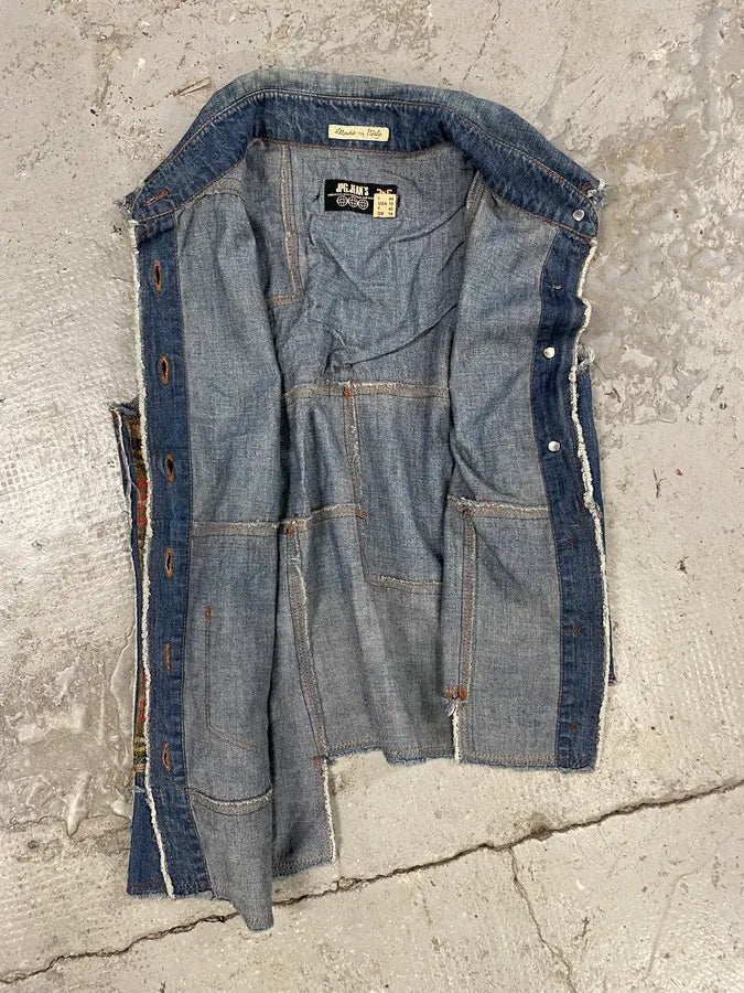 2000s Jean Paul Gaultier Asymmetrical Patchwork Wool Denim Jacket YvRvWRY 7