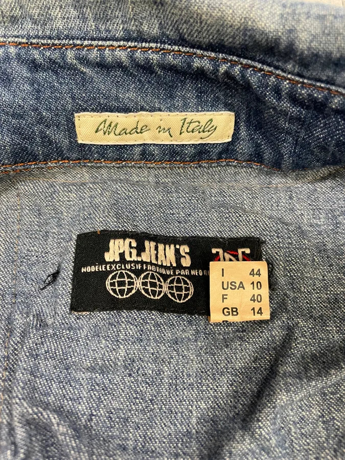 2000s Jean Paul Gaultier Asymmetrical Patchwork Wool Denim Jacket YvRvWRY 10