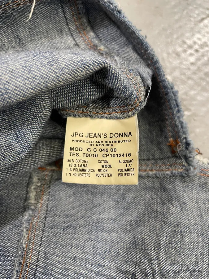 2000s Jean Paul Gaultier Asymmetrical Patchwork Wool Denim Jacket YvRvWRY 11