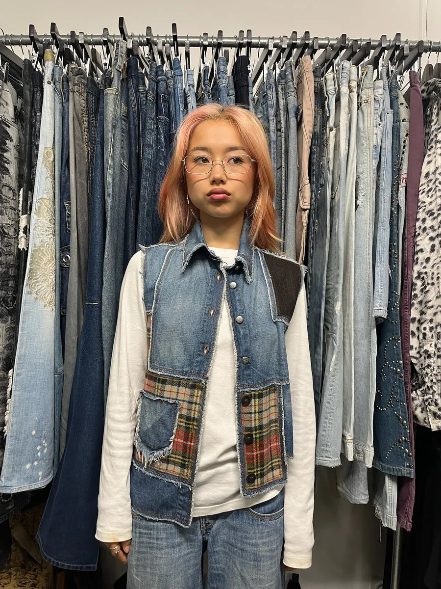 2000s Jean Paul Gaultier Asymmetrical Patchwork Wool Denim Jacket YvRvWRY 2