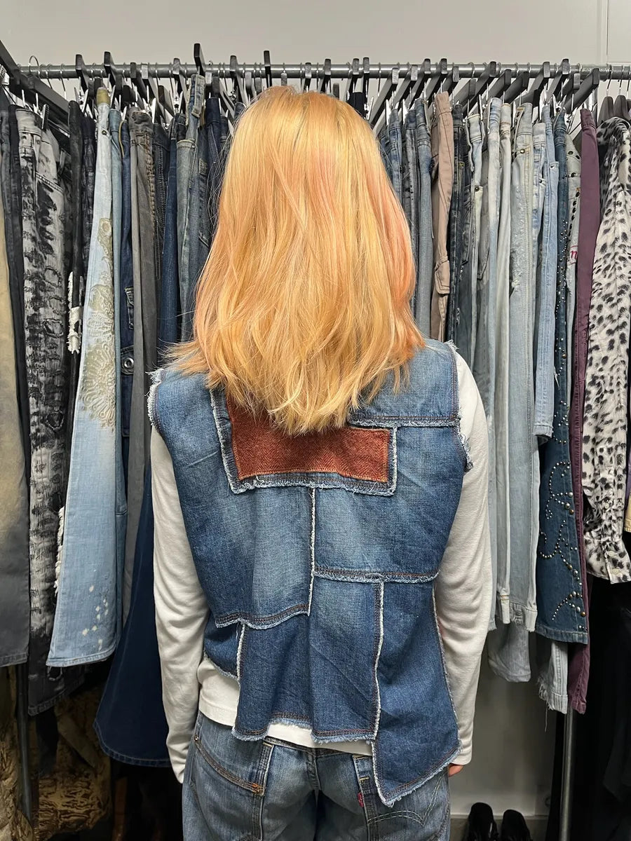 2000s Jean Paul Gaultier Asymmetrical Patchwork Wool Denim Jacket YvRvWRY 3