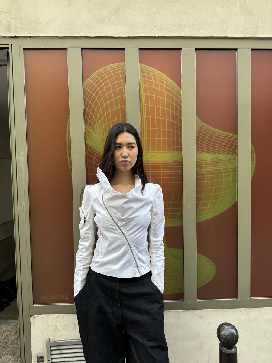 2000s Jean Paul Gaultier Asymmetrical Zip White Avant-Garde Jacket (44eu/us10) 1