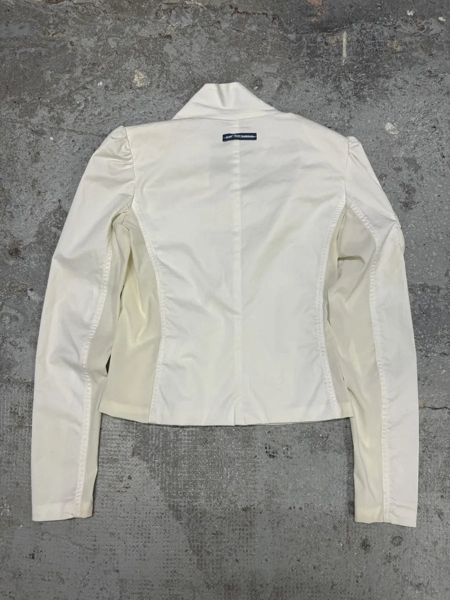 2000s Jean Paul Gaultier Asymmetrical Zip White Avant-Garde Jacket (44eu/us10) 3