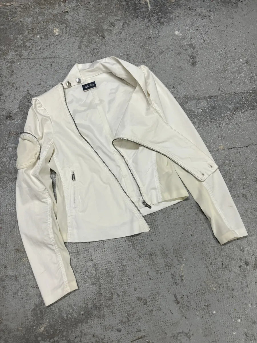 2000s Jean Paul Gaultier Asymmetrical Zip White Avant-Garde Jacket (S) 6