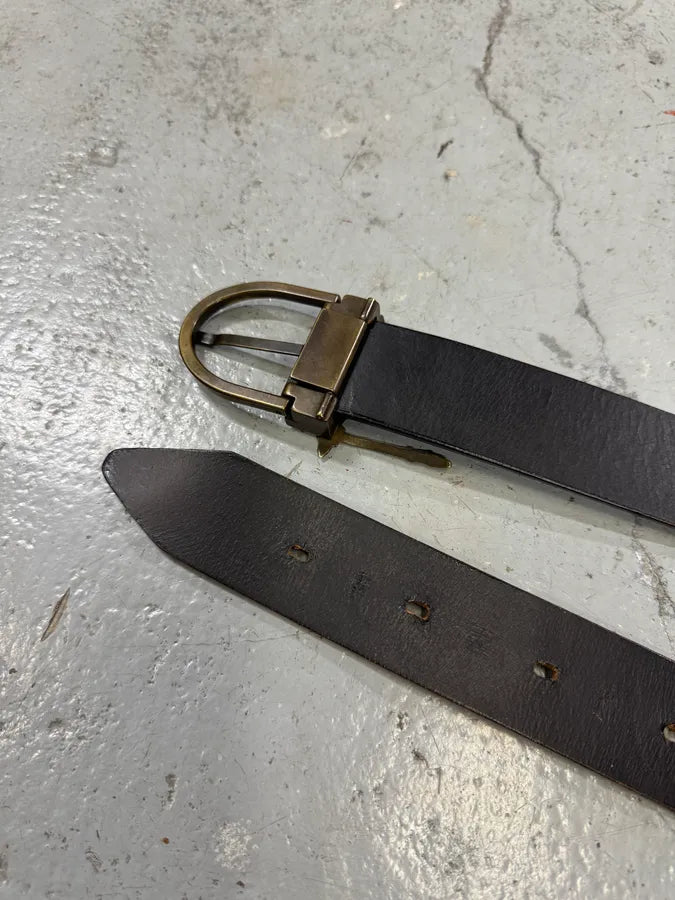 2000s Jean Paul Gaultier Axes Metal Buckle Black Leather Belt IXkbMhu 4