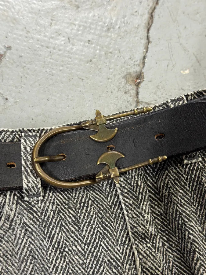 2000s Jean Paul Gaultier Axes Metal Buckle Black Leather Belt IXkbMhu 5