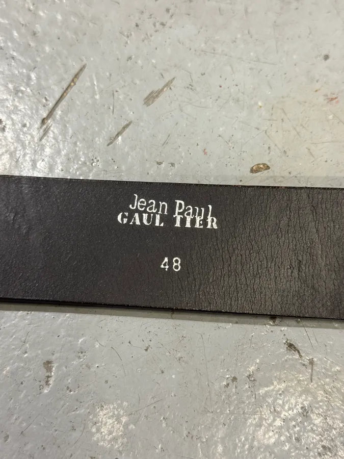 2000s Jean Paul Gaultier Axes Metal Buckle Black Leather Belt IXkbMhu 8