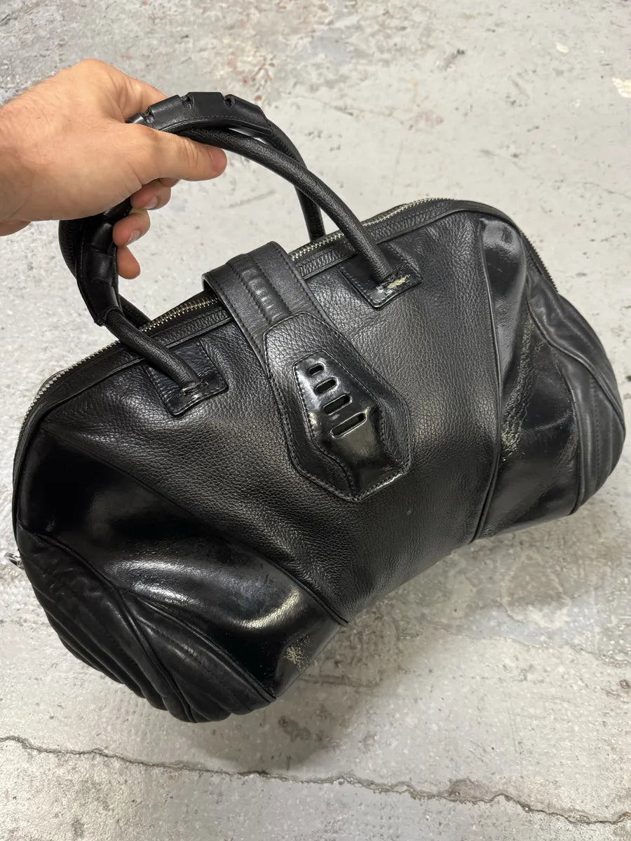 2000s Jean Paul Gaultier Ballistic Black Reinforced Leather Handle Bag kbqgvVi 0