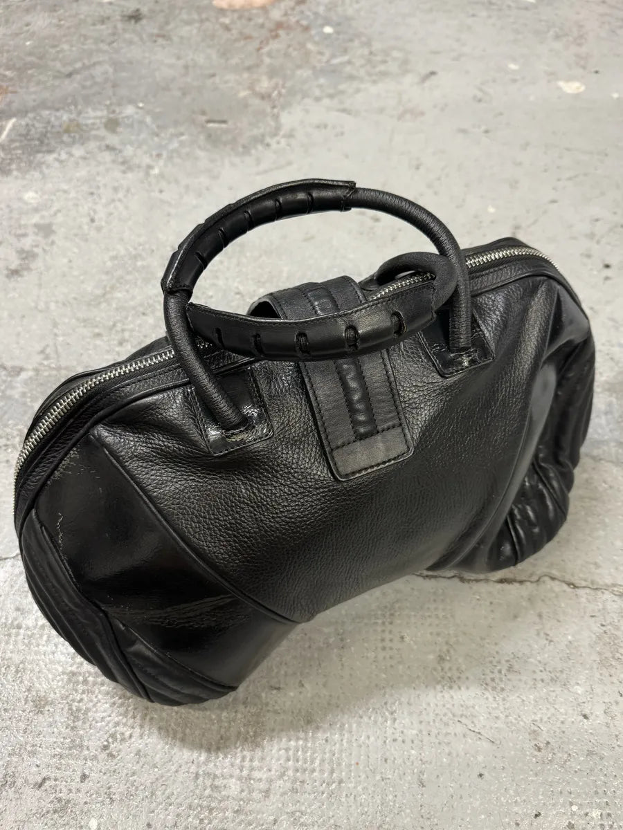 2000s Jean Paul Gaultier Ballistic Black Reinforced Leather Handle Bag kbqgvVi 10