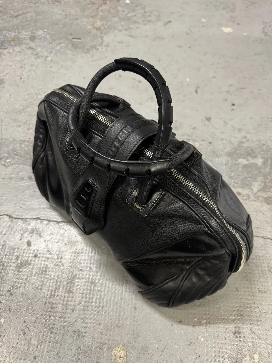 2000s Jean Paul Gaultier Ballistic Black Reinforced Leather Handle Bag kbqgvVi 11