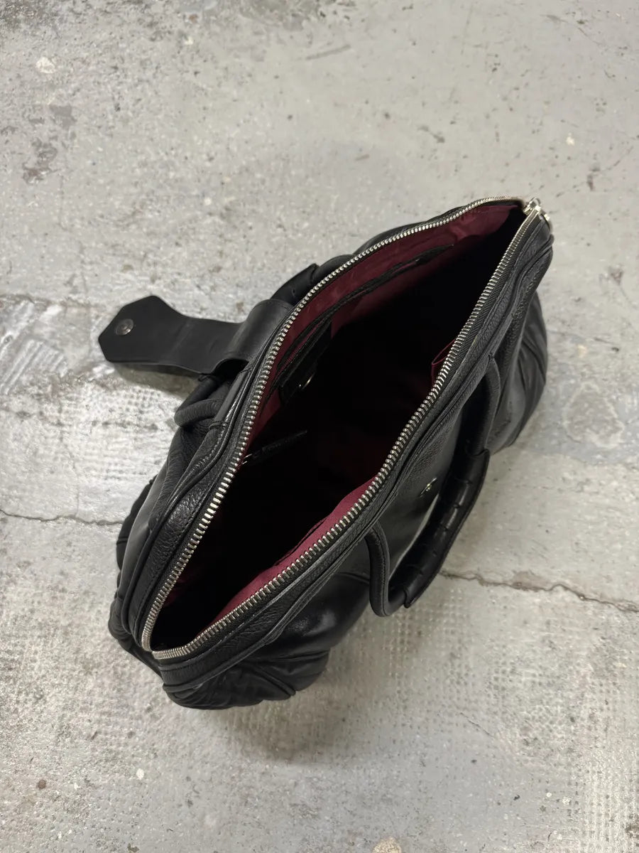2000s Jean Paul Gaultier Ballistic Black Reinforced Leather Handle Bag kbqgvVi 12