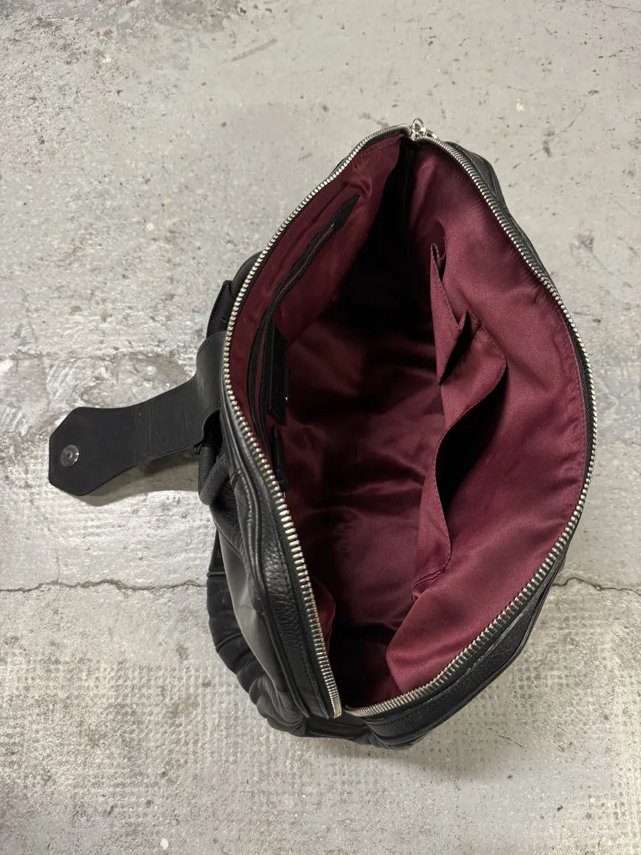 2000s Jean Paul Gaultier Ballistic Black Reinforced Leather Handle Bag kbqgvVi 13