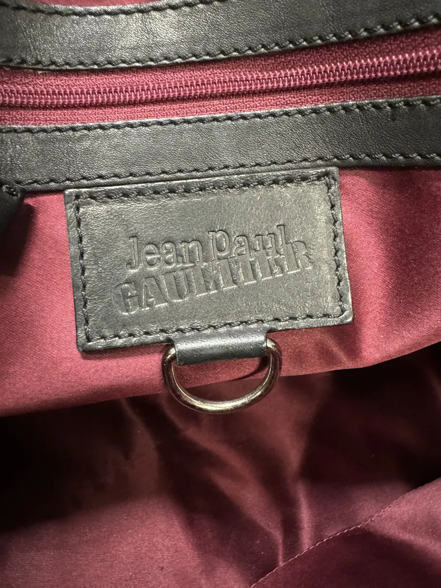 2000s Jean Paul Gaultier Ballistic Black Reinforced Leather Handle Bag kbqgvVi 14