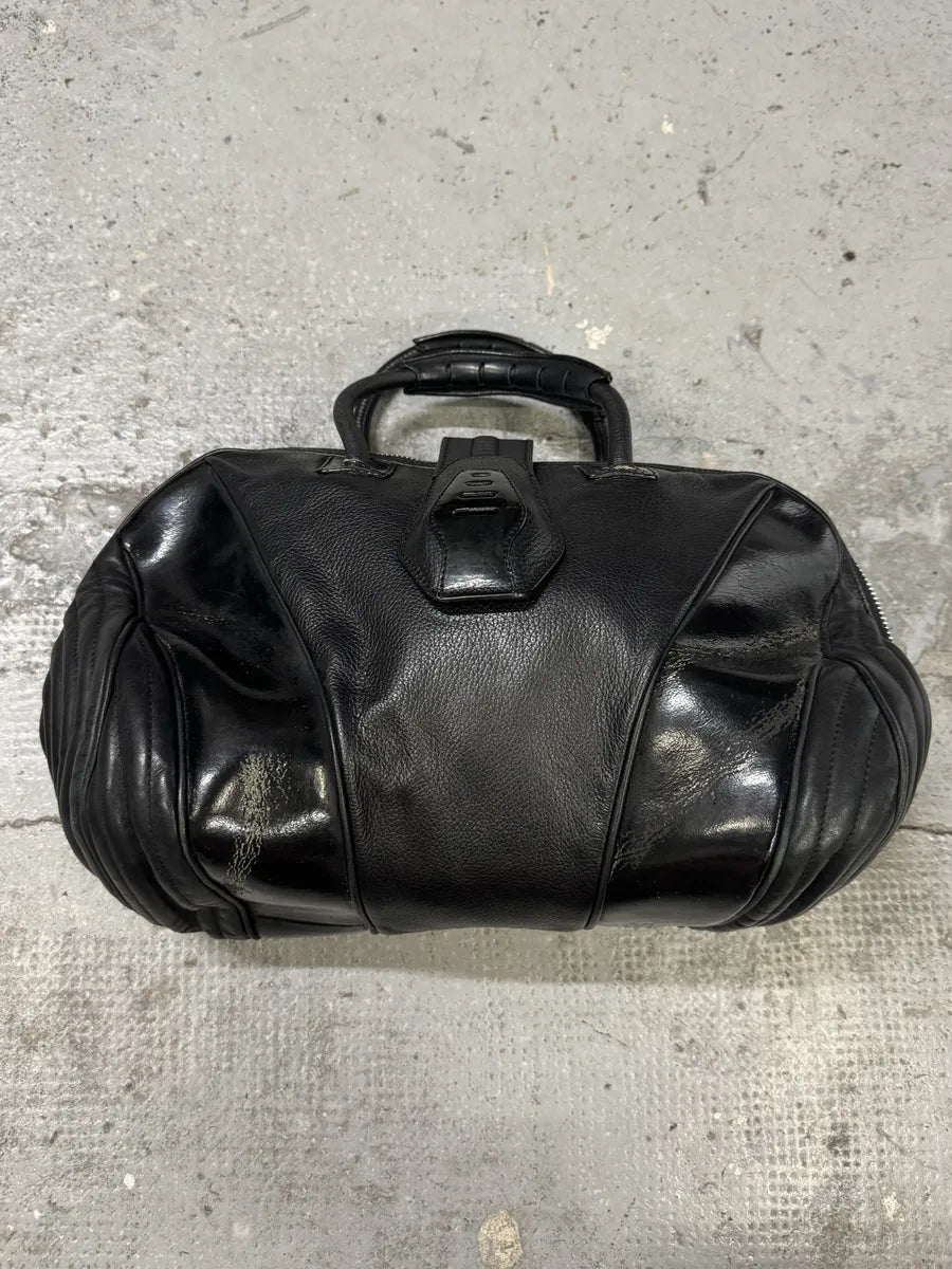 2000s Jean Paul Gaultier Ballistic Black Reinforced Leather Handle Bag kbqgvVi 3