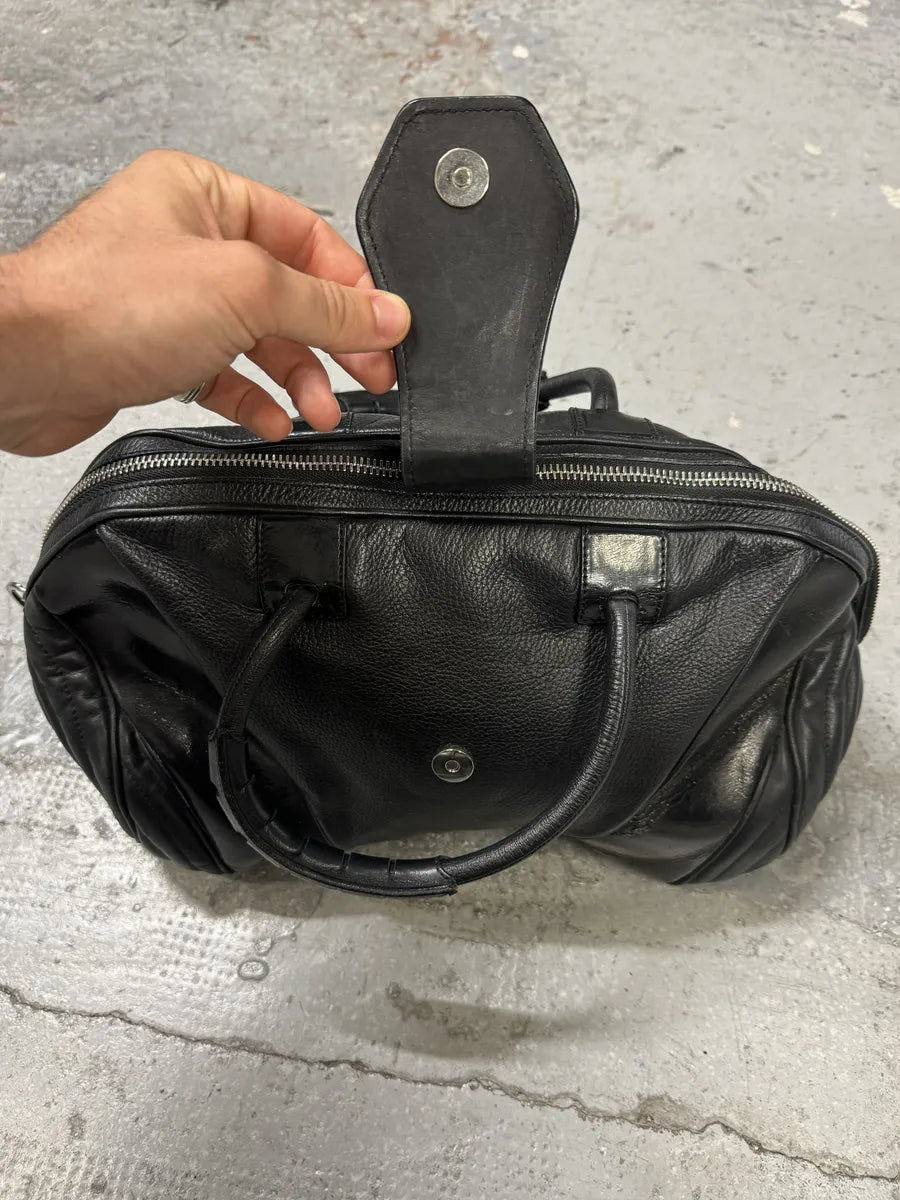 2000s Jean Paul Gaultier Ballistic Black Reinforced Leather Handle Bag kbqgvVi 5